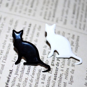 Black Cat Earrings -- Black Cat, White Cat Silhouettes, You choose your favorite color!