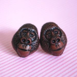 Gorilla Earrings -- Brown Gorilla Studs, Monkey Jewelry, Monkey