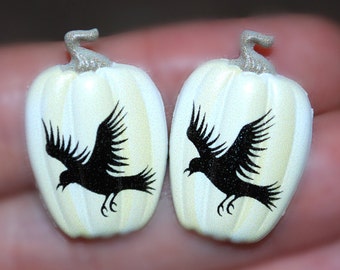 Pumpkin Earrings -- Unique Pumpkin Studs, White Pumpkin Earrings, Halloween Earrings, Jack-o Lantern