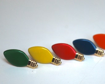 Light Bulb Earrings -- Color Light Bulb Earrings, Christmas Light Earrings, Pick your favorite color!