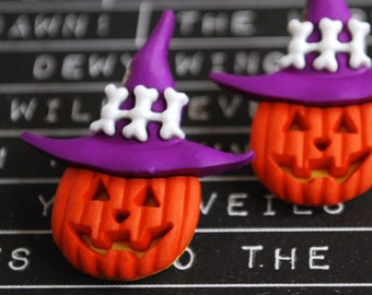 Pumpkin Earrings -- Pumpkin Studs, Orange Pumpkin Earrings, Halloween Earrings, Jack-o Lantern