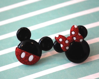 Mickey and Minnie Mouse Earrings -- Mickey Mouse, Minnie Mouse, Mouse Ears