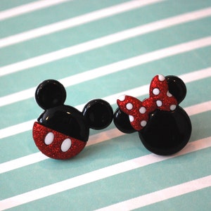 Mickey and Minnie Mouse Earrings -- Mickey Mouse, Minnie Mouse, Mouse Ears