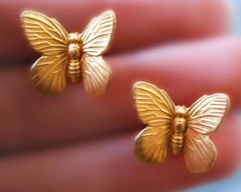 Butterfly Earrings -- Butterfly Studs, Gold Butterfly Earrings, Lucky Butterfly