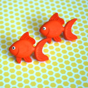 Goldfish Earring Studs -- Goldfish, Goldfish Studs, Gold fish Earrings
