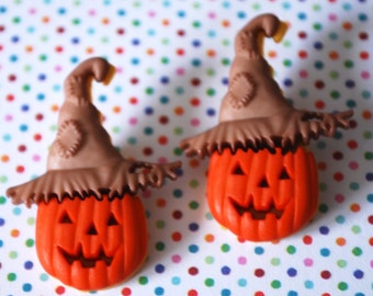 Pumpkin Earrings -- Pumpkin Studs, Orange Pumpkin Earrings, Halloween Earrings, Jack-o Lantern