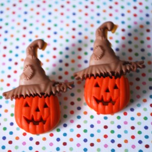 Pumpkin Earrings -- Pumpkin Studs, Orange Pumpkin Earrings, Halloween Earrings, Jack-o Lantern