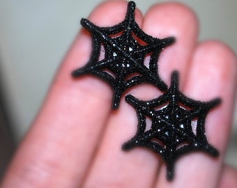 Spider Web Earrings -- Black or Silver Spider Webs, Spider Web Studs, Halloween, You choose the color!