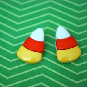 Candy Corn Earrings -- Candy Corn Studs, Halloween Earrings, Halloween Candy