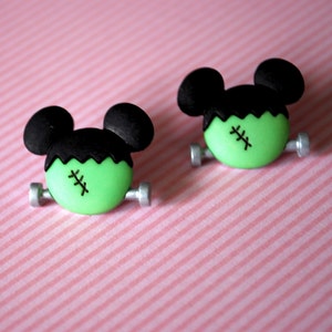 Halloween Mickey Mouse Earrings -- Frankenstein Mickey Mouse, Mouse Ears, Halloween Earrings