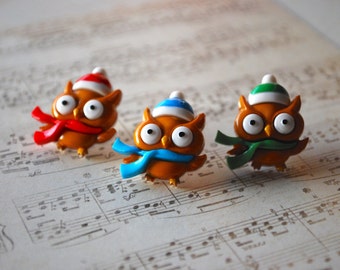 Owl Studs -- Owl Earrings, You choose the color!