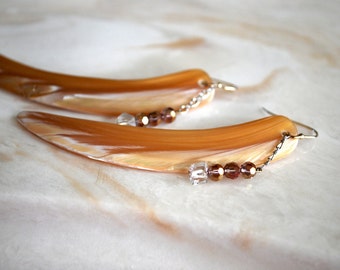 Statement Earrings -- Long Crescent Shells, Dangles, Long Earrings, Make a Statement Earrings