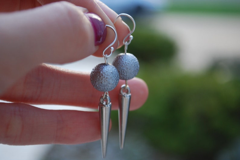 Silver Pearl Earrings Silver Pearls, Silver Daggers, Silver image 1