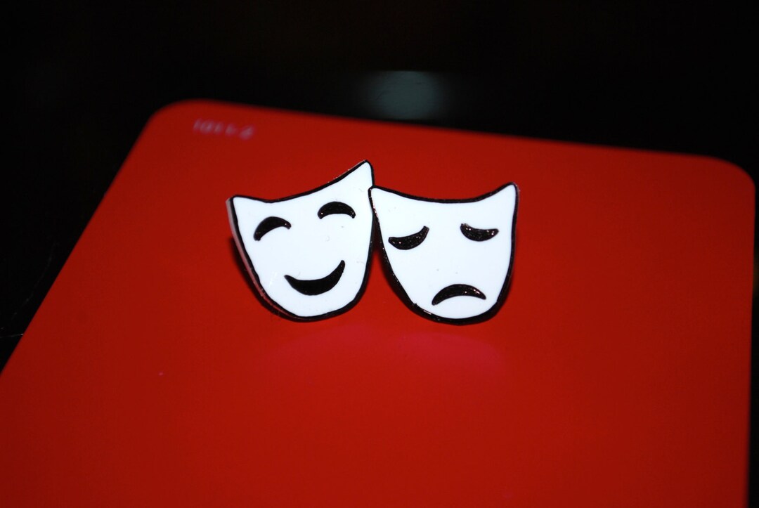 Drama Mask Earrings Mask Earrings, Theatre Mask Studs, Mask Studs Etsy