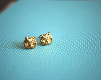 Tiny Owl Earrings -- Owl Studs, Gold Owls