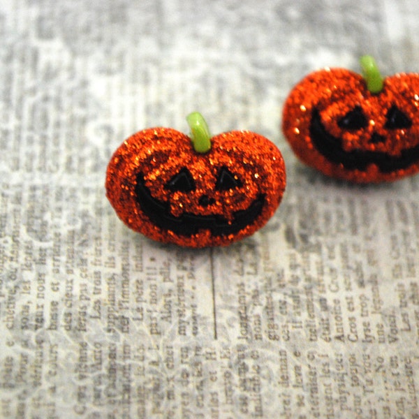 Pumpkin Earrings -- Pumpkin Studs, Halloween Earrings