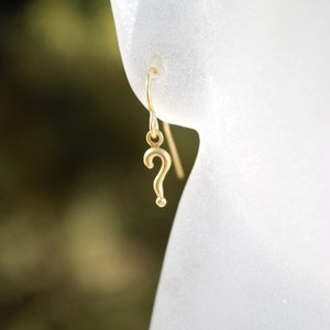 Question Mark Earrings Tiny Question Marks, Gold image 4