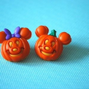 Halloween Mickey Mouse Pumpkin Earrings Mickey and Minnie Mouse, Mouse Ears, Halloween Earrings image 2