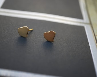 Tiny Heart Earrings -- Studs, Gold, Teeny Tiny Hearts