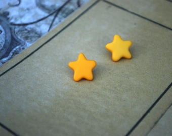 Star Earrings -- Star Studs, Yellow Star Earrings, Shooting Star Earrings, Geekery Jewelry