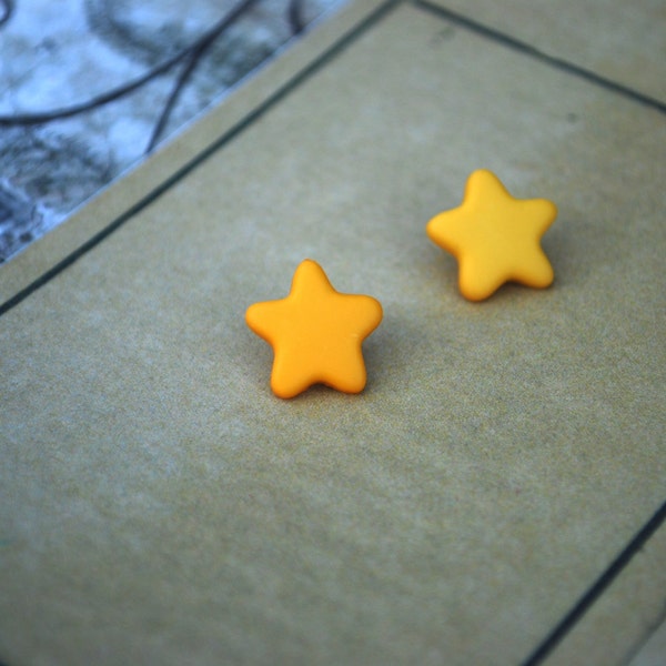 Star Earrings -- Star Studs, Yellow Star Earrings, Shooting Star Earrings, Geekery Jewelry