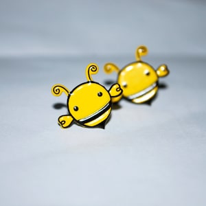 Bee Earrings Studs -- Little Bumble Bees, Silver Studs