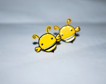 Bee Earrings Studs -- Little Bumble Bees, Silver Studs