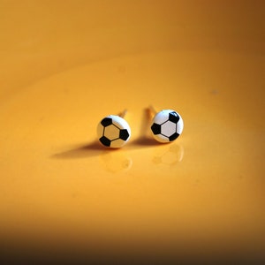Soccer Ball Earrings -- Studs, Tiny Soccer Balls, Silver, Athletes, Sports image 3