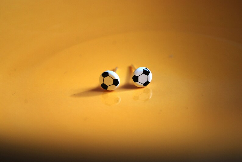 Soccer Ball Earrings -- Studs, Tiny Soccer Balls, Silver, Athletes, Sports image 3