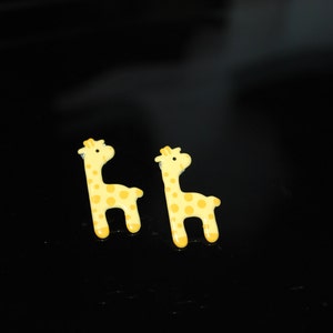 Giraffe Earrings -- Studs, Yellow Smiley Giraffes