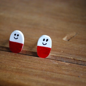 Happy Pill Earrings -- Studs, Nurse Earrings, Rx Earrings, Pharmacist Jewelry