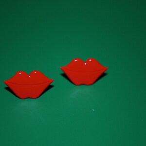 Red Lip Studs -- Earrings, Red Kissy Lip Earrings, Kiss Studs