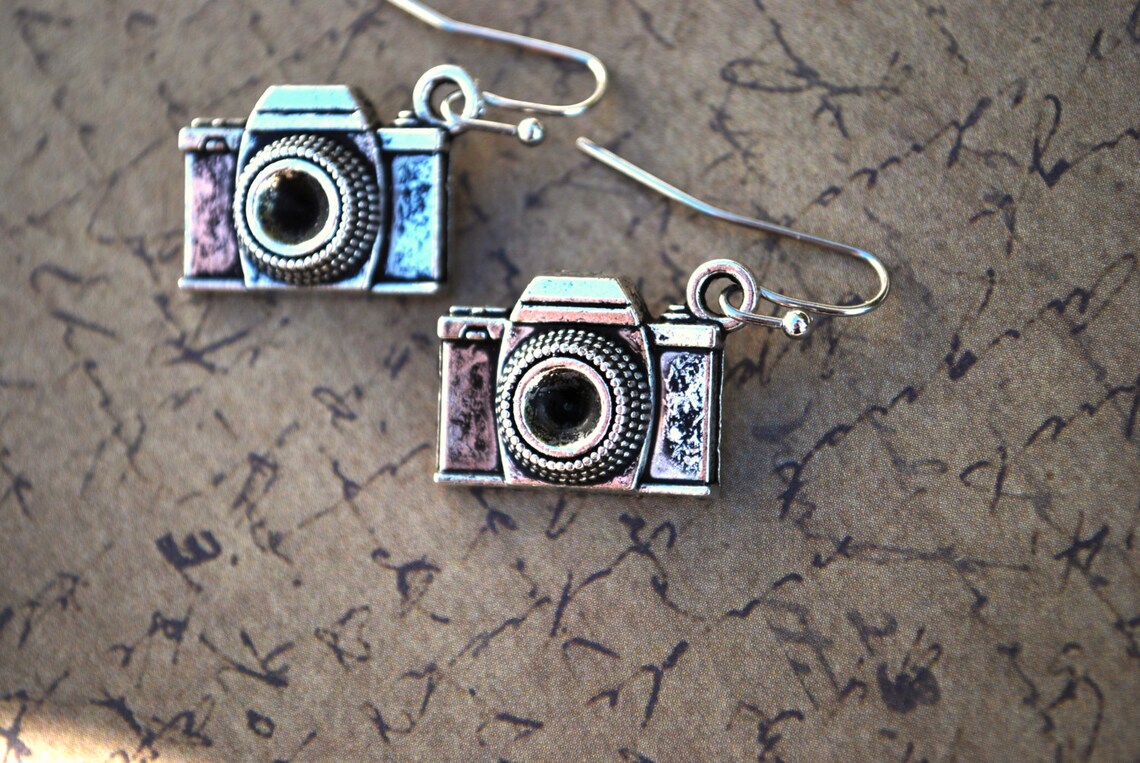 Camera Earrings Photography Silver Cameras Etsy