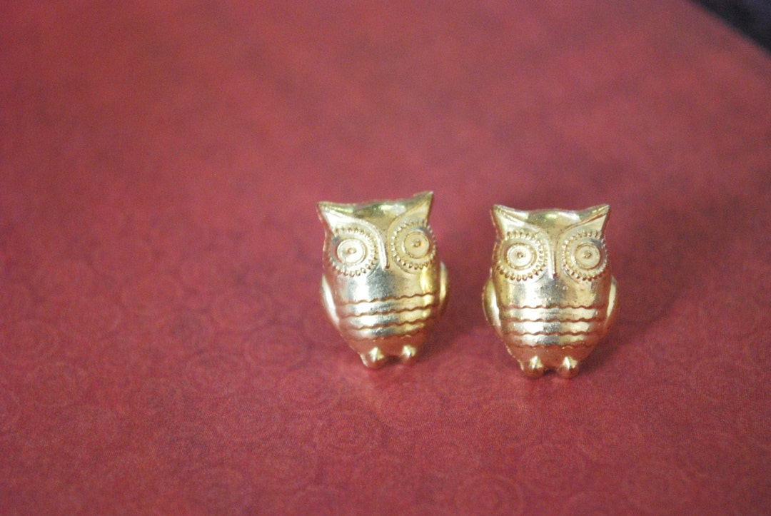 Gold Owl Earrings Owl Studs, Gold Studs Etsy