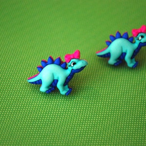 Dinosaur Earrings -- Dinosaur Studs, Stegosaurus, Dinos