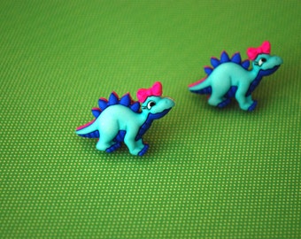 Dinosaur Earrings -- Dinosaur Studs, Stegosaurus, Dinos
