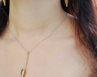 Lariat Gold Necklace -- Dainty Necklace, Gold, Copper, Silver Chain