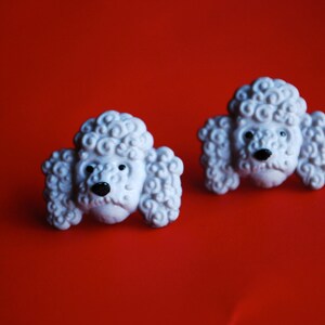 Gray Dog Earrings -- Studs, Gray Poodles, Silver