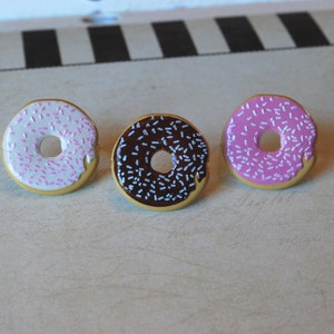 Donut Earrings -- Donuts, Donut Studs, Witty Earrings, Pick your favorite color!
