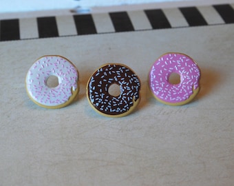 Donut Earrings -- Donuts, Donut Studs, Witty Earrings, Pick your favorite color!