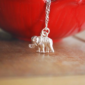 Silver Elephant Necklace -- Lucky Elephant Necklace, Elephant Necklace