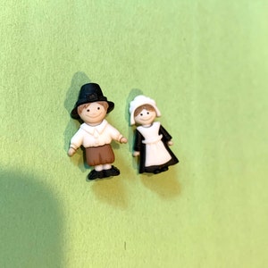 Pilgrim Earrings Teacher Gift, Pilgrim Girl and Boy Studs, Thanksgiving Earrings, Pilgrims image 3