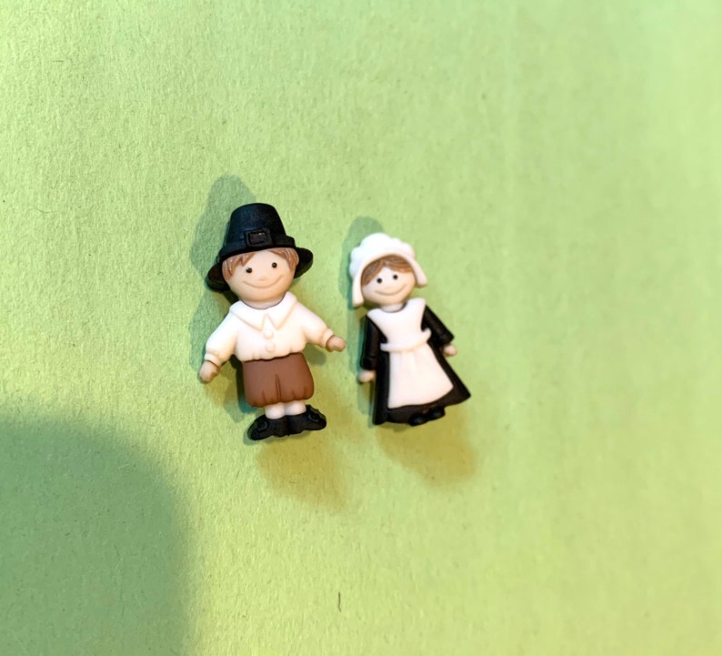 Pilgrim Earrings Teacher Gift, Pilgrim Girl and Boy Studs, Thanksgiving Earrings, Pilgrims image 3