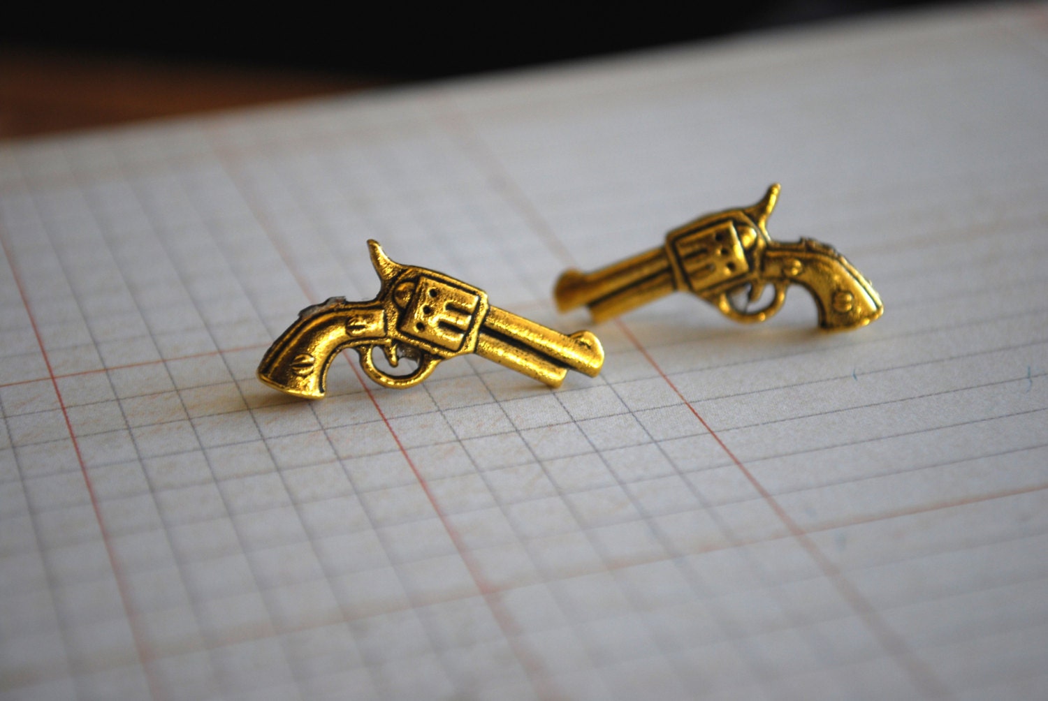 Gun Studs Revolver Pistol Earrings Gun Earrings Gold Gun Etsy