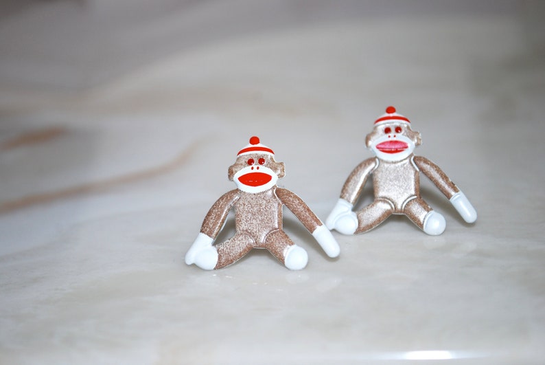 Sock Monkey Studs Sock Monkeys, Silver image 2