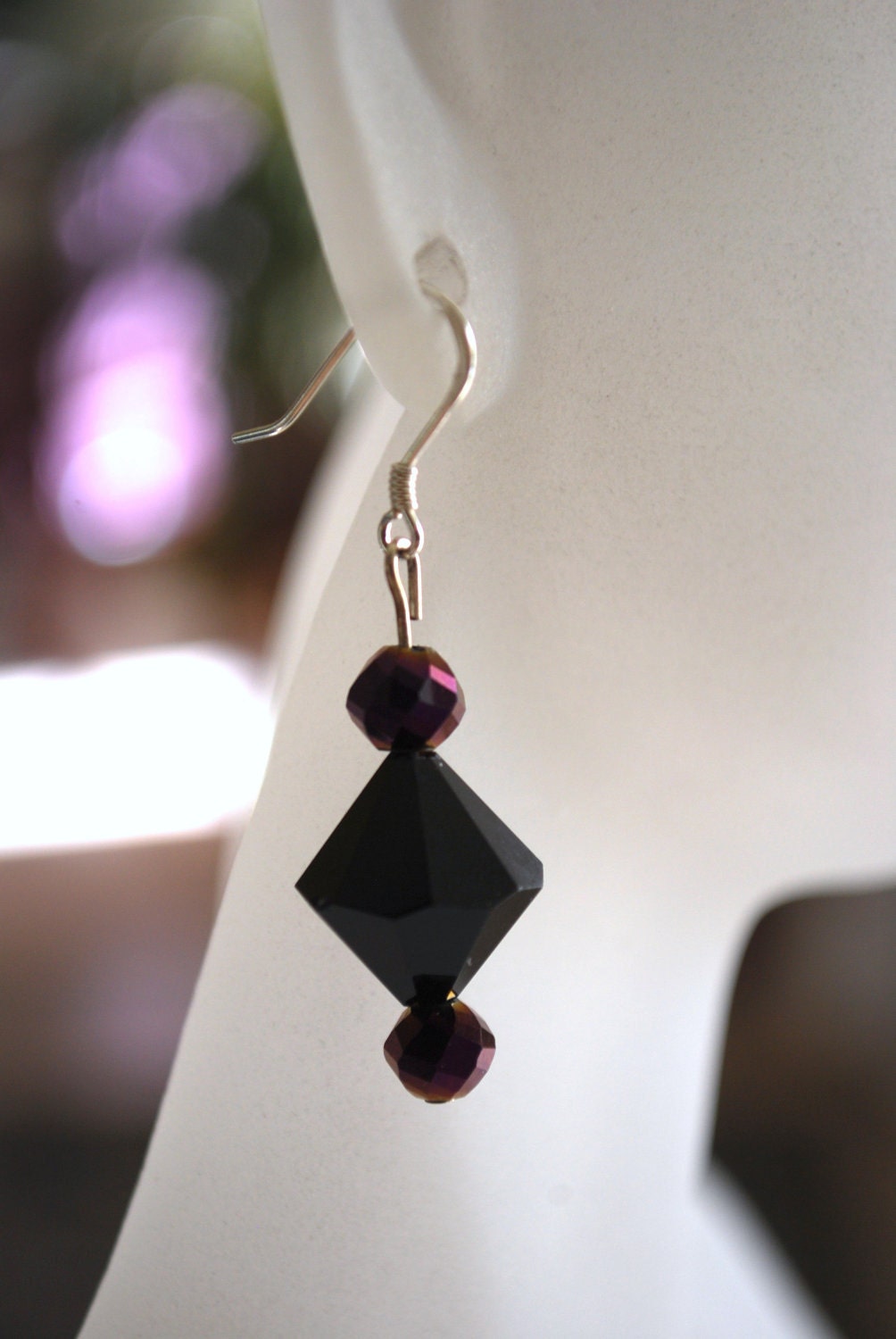 【BLACKPURPLE】[BLACKLABEL] Crystal Ring Earring Set Black Purple Crystal Earrings - Etsy