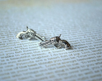 Gun Studs -- Revolver Pistol Earrings, Gun Earrings