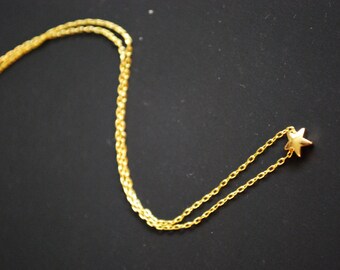 Tiny Gold Star Necklace -- Gold Star, Gold