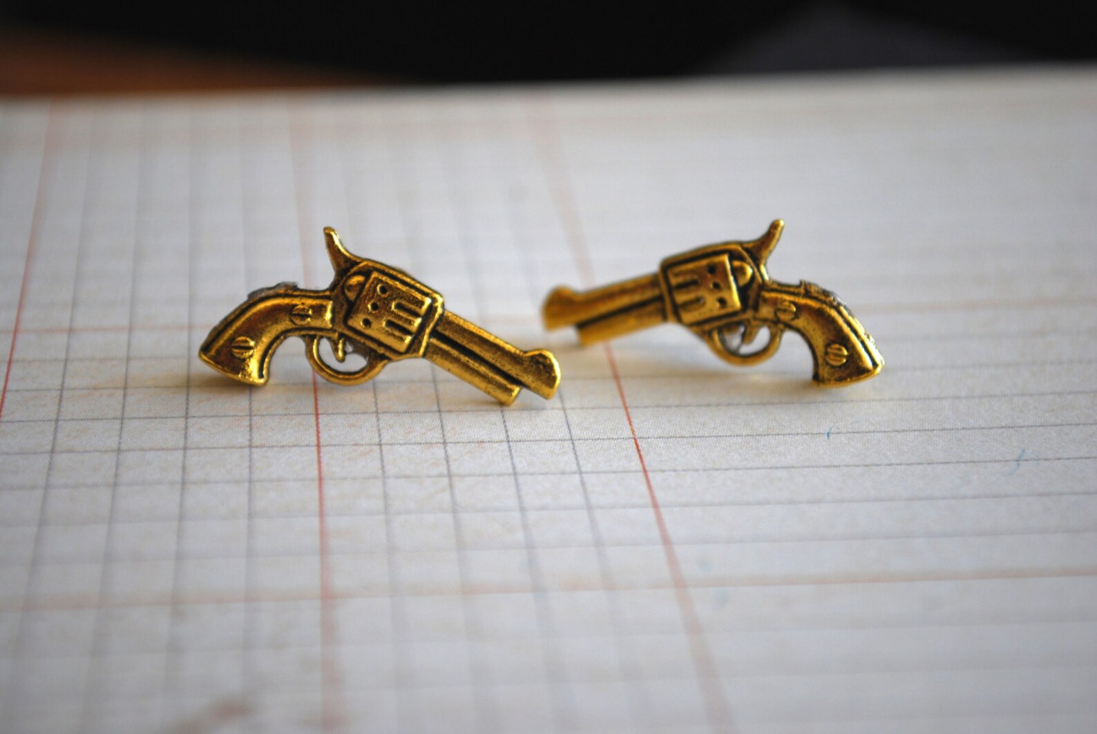Gun Studs Revolver Pistol Earrings Gun Earrings Gold Gun Etsy