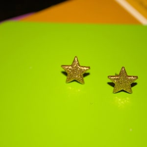 Tiny Star Earrings -- Studs, Gold Star Studs, Glittery Gold Star Earrings